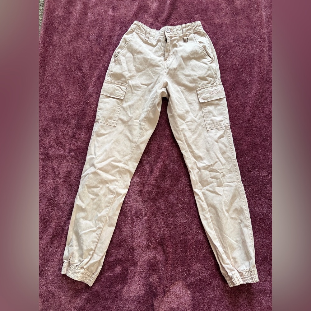 Beige Cargo Jogger Pants